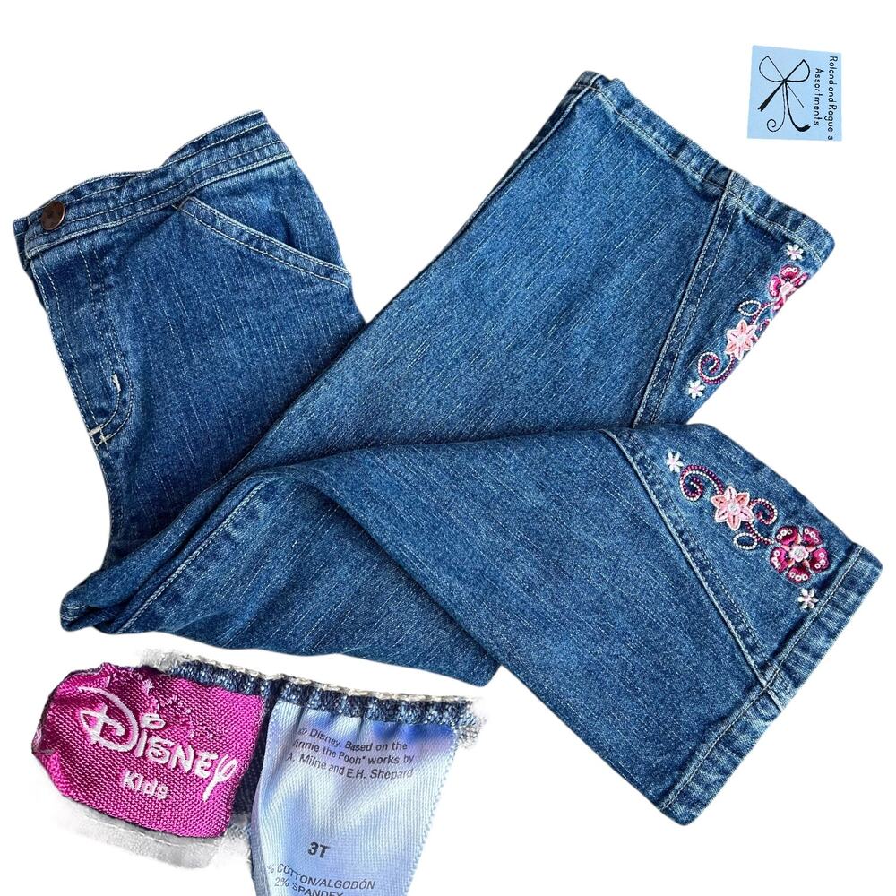 Disney Kids Winnie the Pooh Floral Flare Jeans Kids Sz 3T